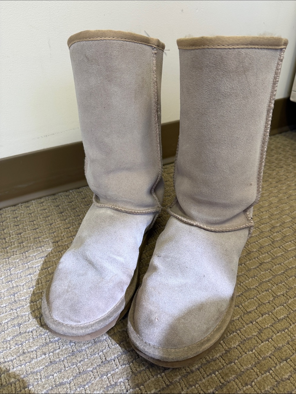 UGG Tall Suede Boots in Light Gray